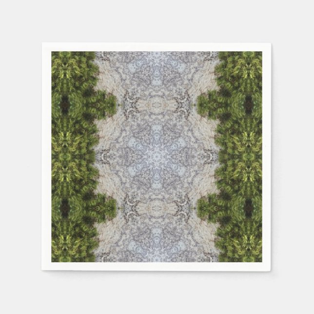 Green Moss & Earth Nature Art Napkins (Front)