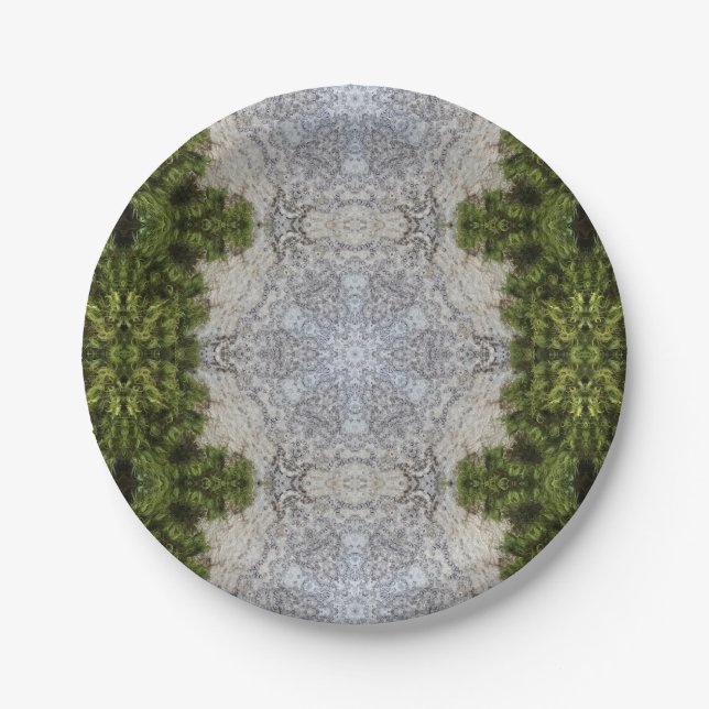 Green Moss & Earth Nature Art Paper Plates (Front)
