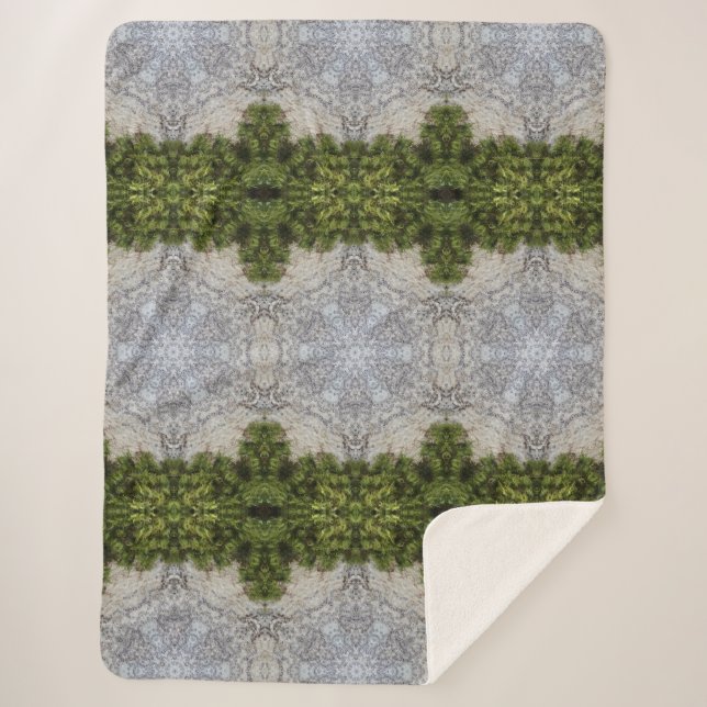 Green Moss & Earth Nature Art Sherpa Blanket (Front)