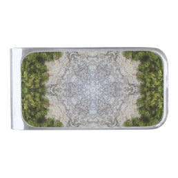 Green Moss &amp; Earth Nature Art Silver Finish Money Clip