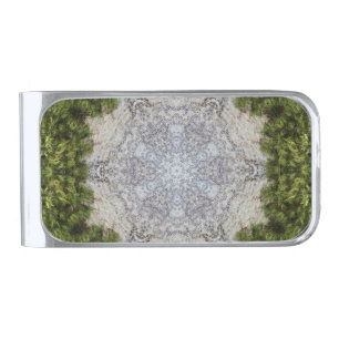 Green Moss & Earth Nature Art Silver Finish Money Clip