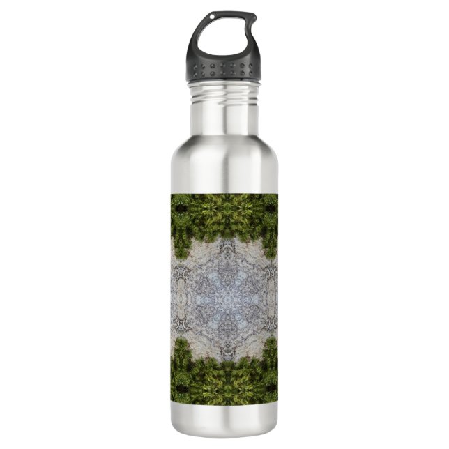 Green Moss & Earth Nature Art Stainless Steel Water Bottle (Front)