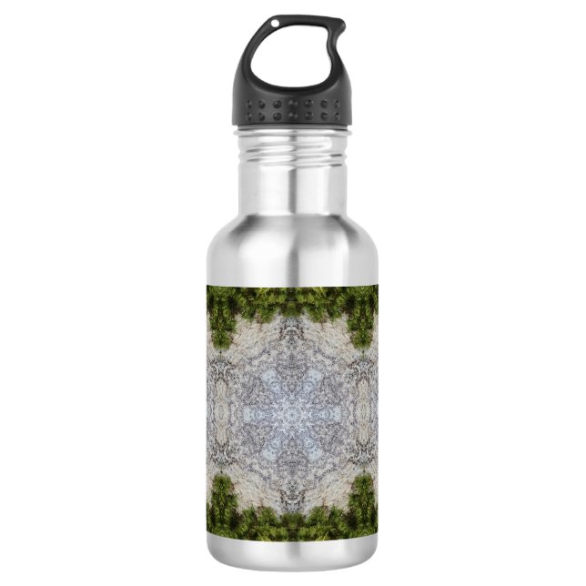 Green Moss & Earth Nature Art Stainless Steel Water Bottle (Front)