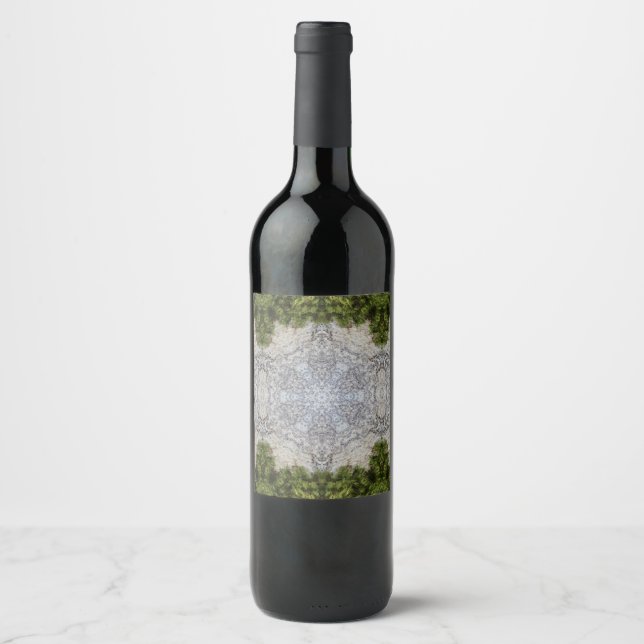 Green Moss & Earth Nature Art Wine Label (Front)