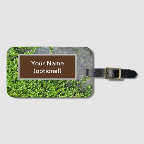 Green moss Entodon seductrix on grey stone Luggage Tag