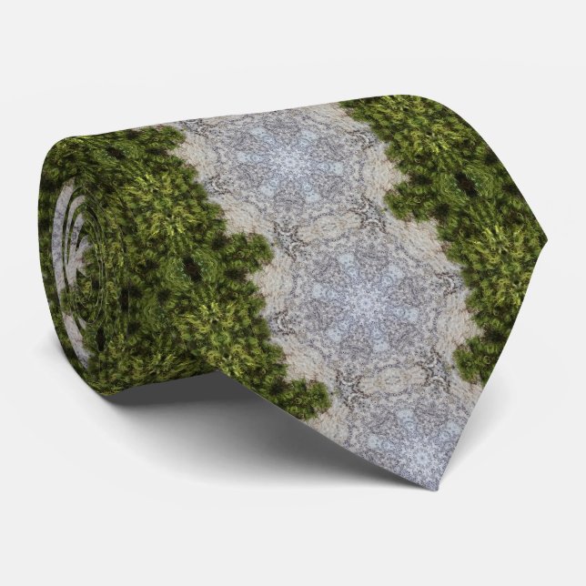 Green Moss & Nature Earth Art Neck Tie (Rolled)
