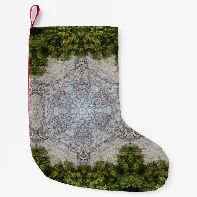 Green Moss & Nature Earth Art Small Christmas Stocking (Front)