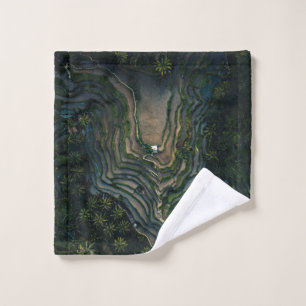 Green moss on black rock wash cloth