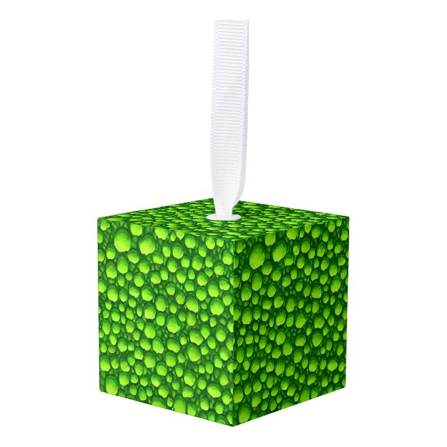 Green Mossy Pattern Cube Ornament (Front Angled)
