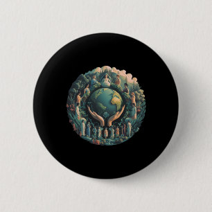 Green Mother Earth Day Gaia Save Our Planet Women Button
