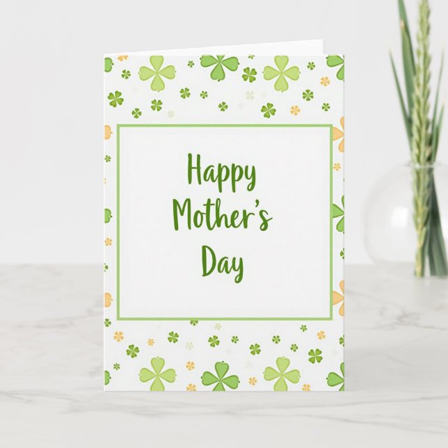 Green Mothers Day Clover Card (Front)