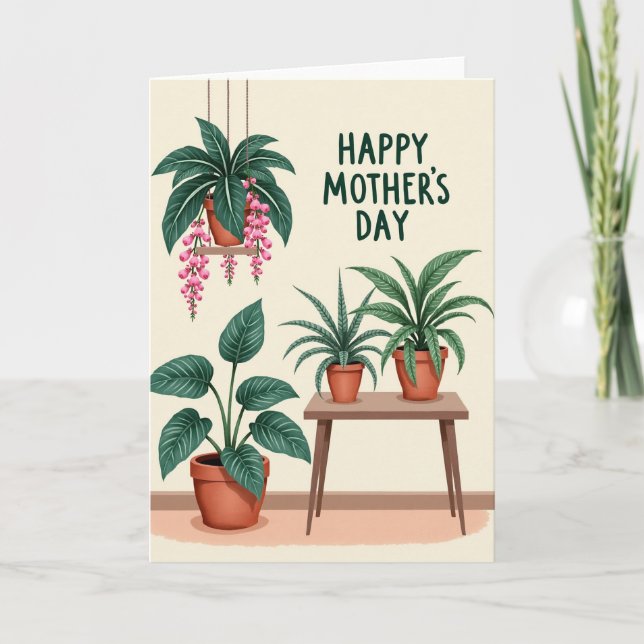 Green Mothers Day Plants Card (Front)
