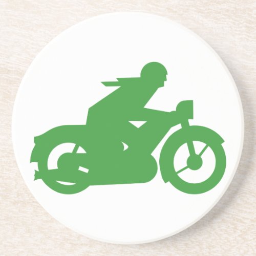 Green Motorbiker Sign Drink Coaster