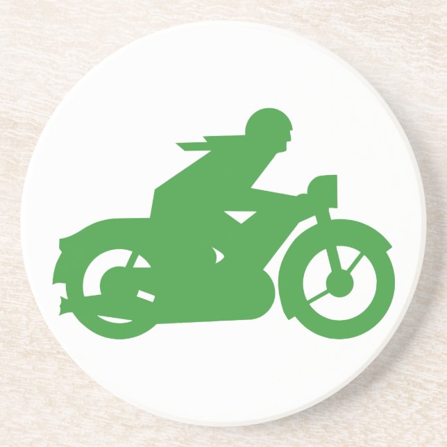 Green Motorbiker Sign Drink Coaster (Front)