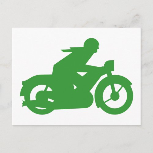 Green Motorbiker Sign Postcard