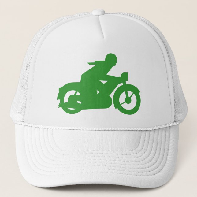 Green Motorbiker Sign Trucker Hat (Front)