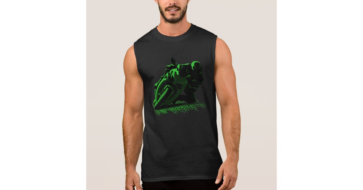 Green Motorcycle Racing Biker Sleeveless Shirt Zazzle Com