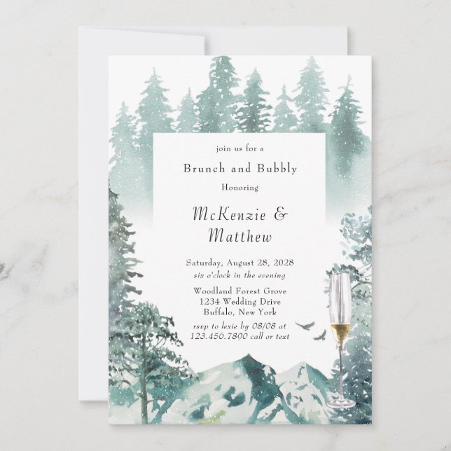 Green Mountain Airy Brunch and Bubbly Invitation (Front)