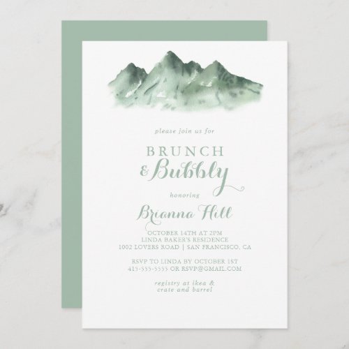 Green Mountain Brunch and Bubbly Bridal Shower Invitation