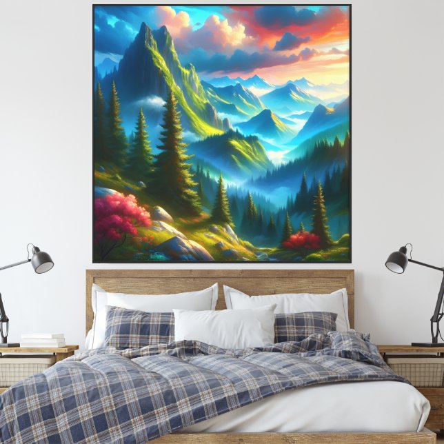 Green Mountain - Canvas Print (Insitu(Bedroom))