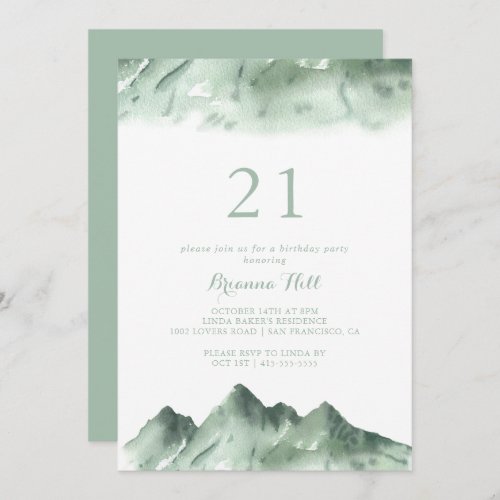 Green Mountain Country 21st Birthday Party  Invitation