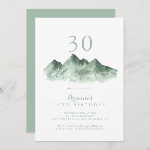 Green Mountain Country 30th Birthday Party  Invitation