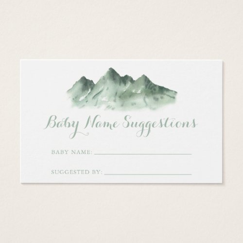 Green Mountain Country Baby Name Suggestions Card