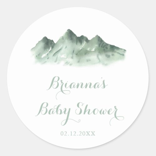 Green Mountain Country Baby Shower Favor  Classic Round Sticker