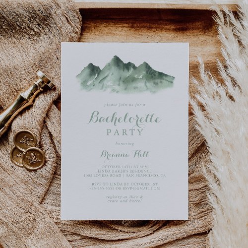 Green Mountain Country Bachelorette Party  Invitation