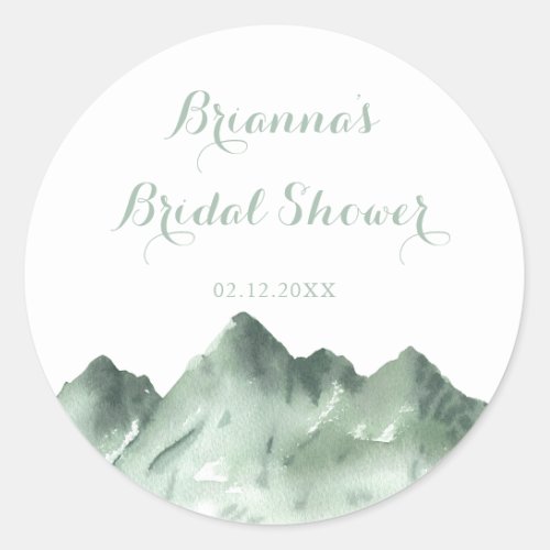 Green Mountain Country Bridal Shower Favor  Classic Round Sticker