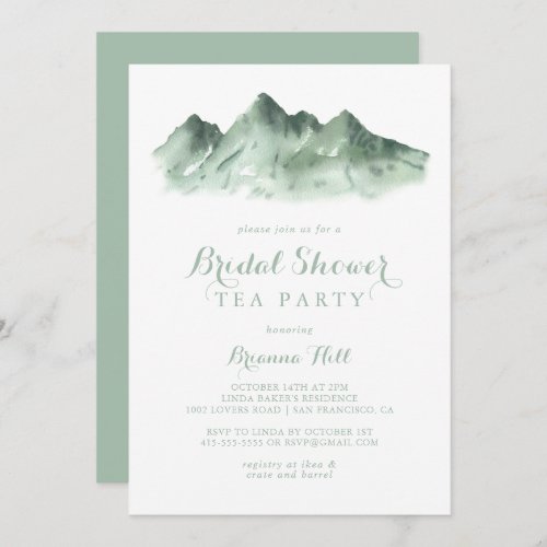 Green Mountain Country Bridal Shower Tea Party  Invitation