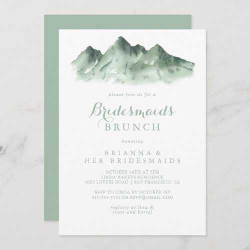 Green Mountain Country Bridesmaids Brunch Shower  Invitation