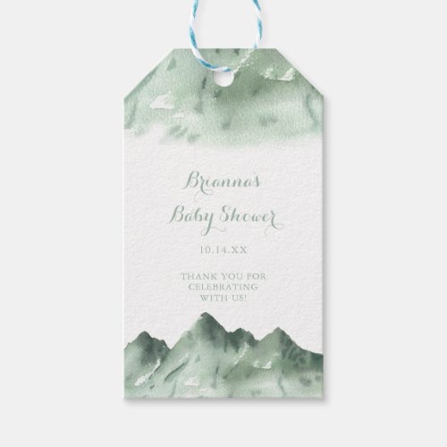 Green Mountain Country Calligraphy Baby Shower Gift Tags