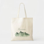 Green Mountain Country Calligraphy Bridesmaid  Tote Bag<br><div class="desc">This green mountain country calligraphy bridesmaid tote bag is the perfect wedding gift to present your bridesmaids and maid of honor for a rustic wedding. The design features a watercolor hand-painted green mountain,  inspiring a countryside theme.</div>