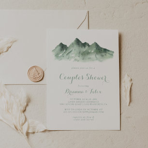 Green Mountain Country Calligraphy Couples Shower Invitation