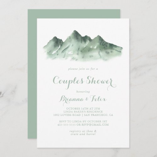 Green Mountain Country Calligraphy Couples Shower  Invitation