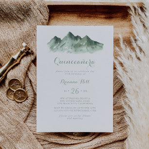 Green Mountain Country Calligraphy Quinceañera Invitation