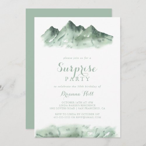 Green Mountain Country Calligraphy Surprise Party  Invitation