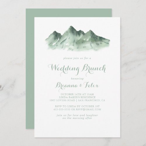 Green Mountain Country Calligraphy Wedding Brunch Invitation