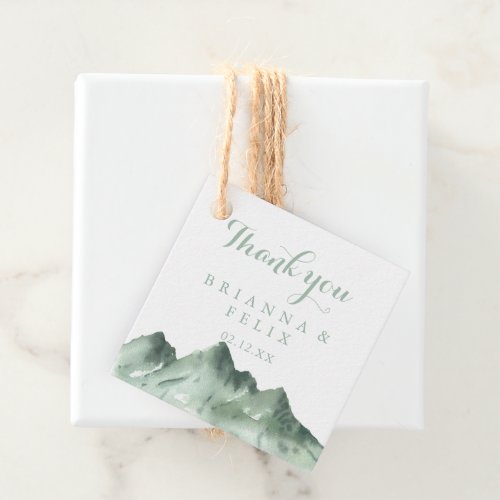 Green Mountain Country Calligraphy Wedding Favor Tags