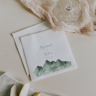 Green Mountain Country Calligraphy Wedding  Napkins