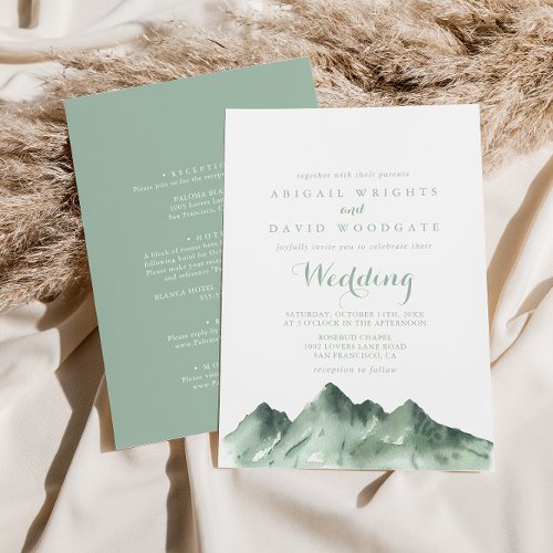 Green Mountain Country Front  Back Wedding  Invitation