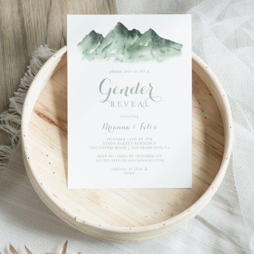 Green Mountain Country Gender Reveal Party  Invitation