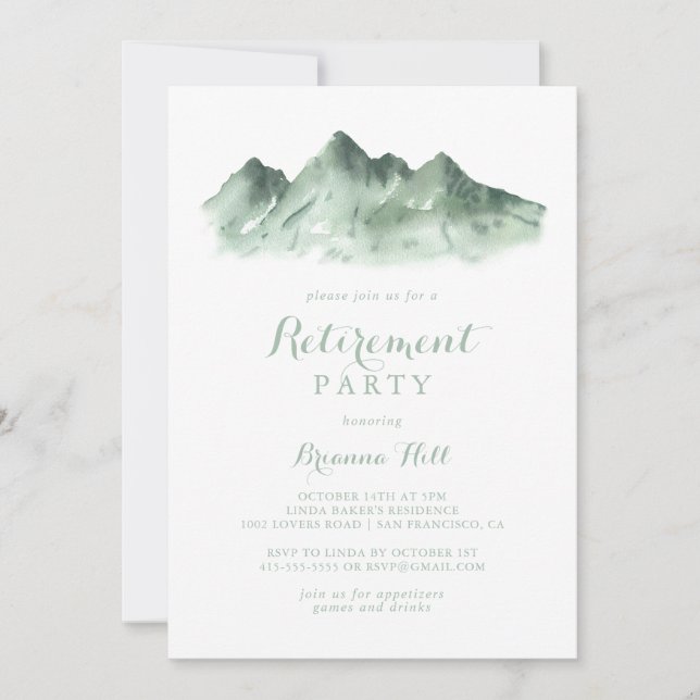 Green Mountain Country Retirement Party  Invitation (Front)