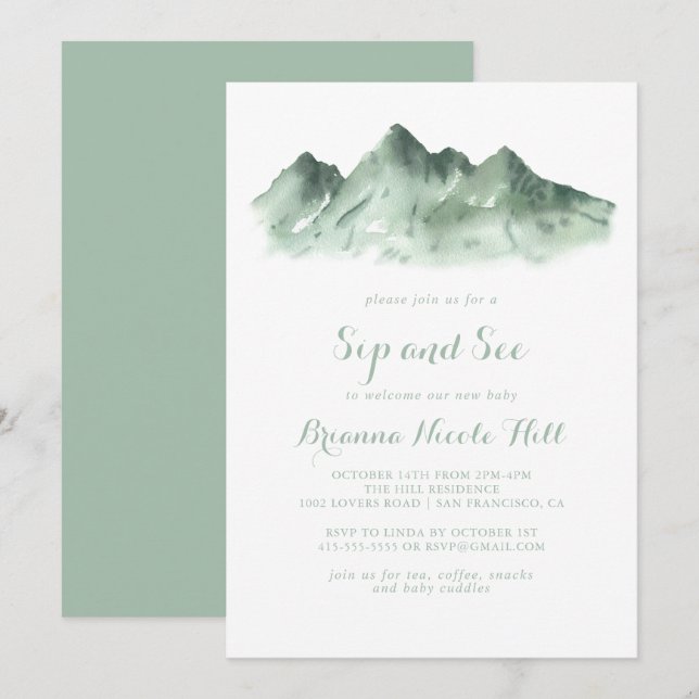 Green Mountain Country Sip and See  Invitation (Front/Back)