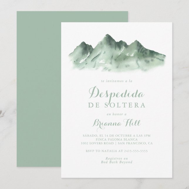 Green Mountain Country Spanish Bridal Shower  Invitation (Front/Back)