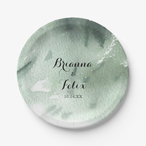 Green Mountain Country Wedding Cake Paper Plate