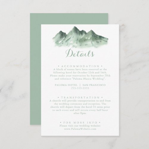 Green Mountain Country Wedding Details  Enclosure Card