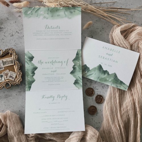 Green Mountain Country Wedding Tri_Fold Invitation