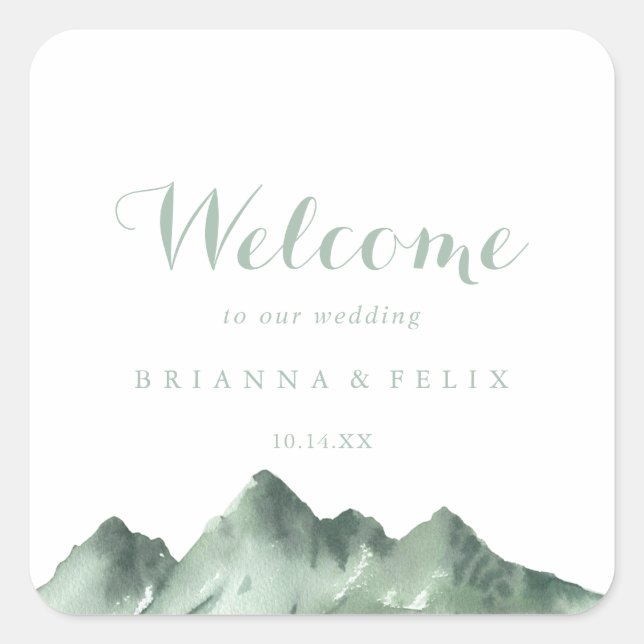 Green Mountain Country Wedding Welcome  Square Sticker (Front)